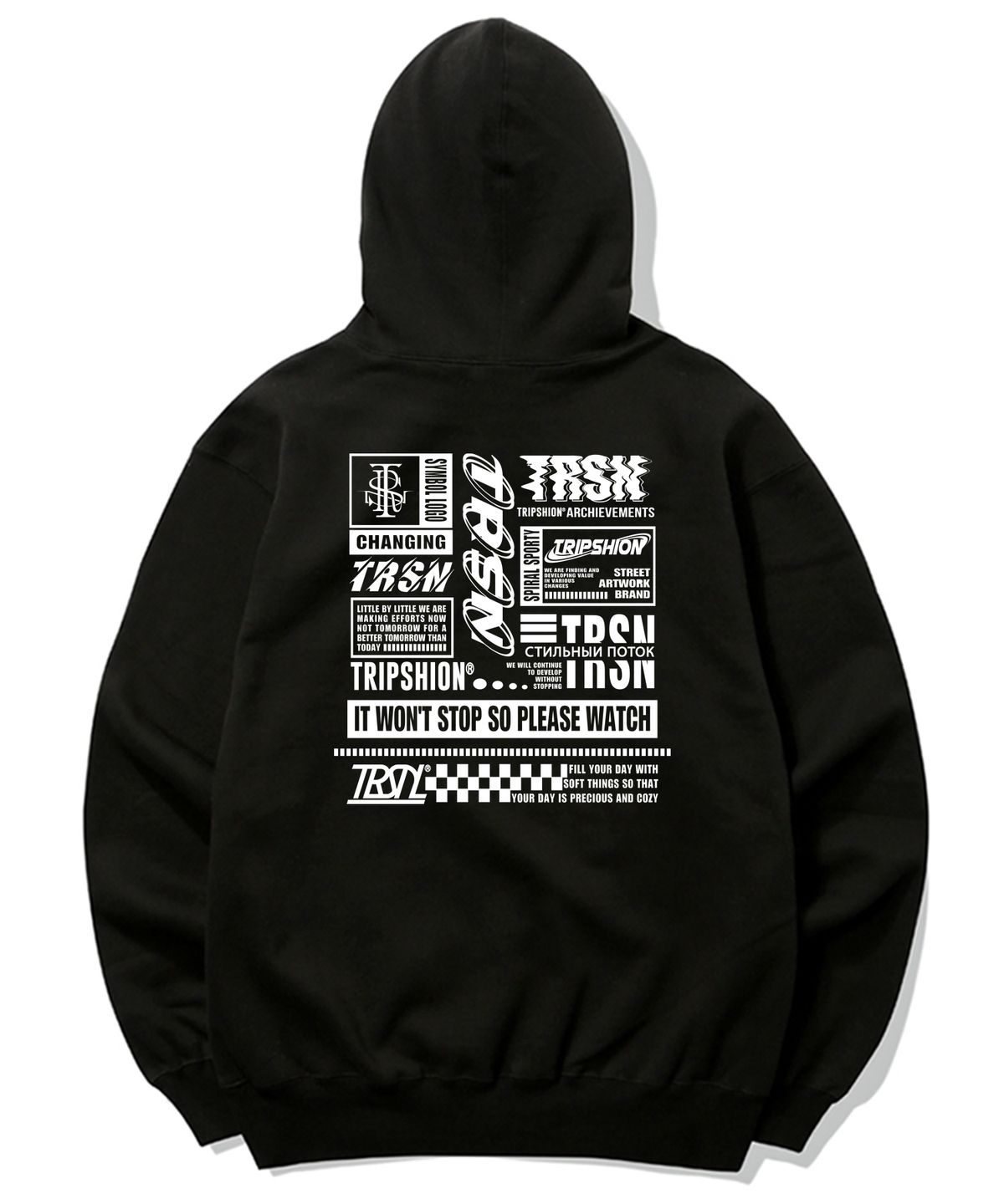 트립션(TRIPSHION) Big Logo Compil Graphic 후드티 - 9 컬러