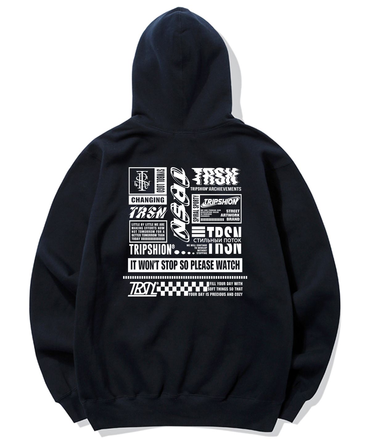 트립션(TRIPSHION) Big Logo Compil Graphic 후드티 - 9 컬러