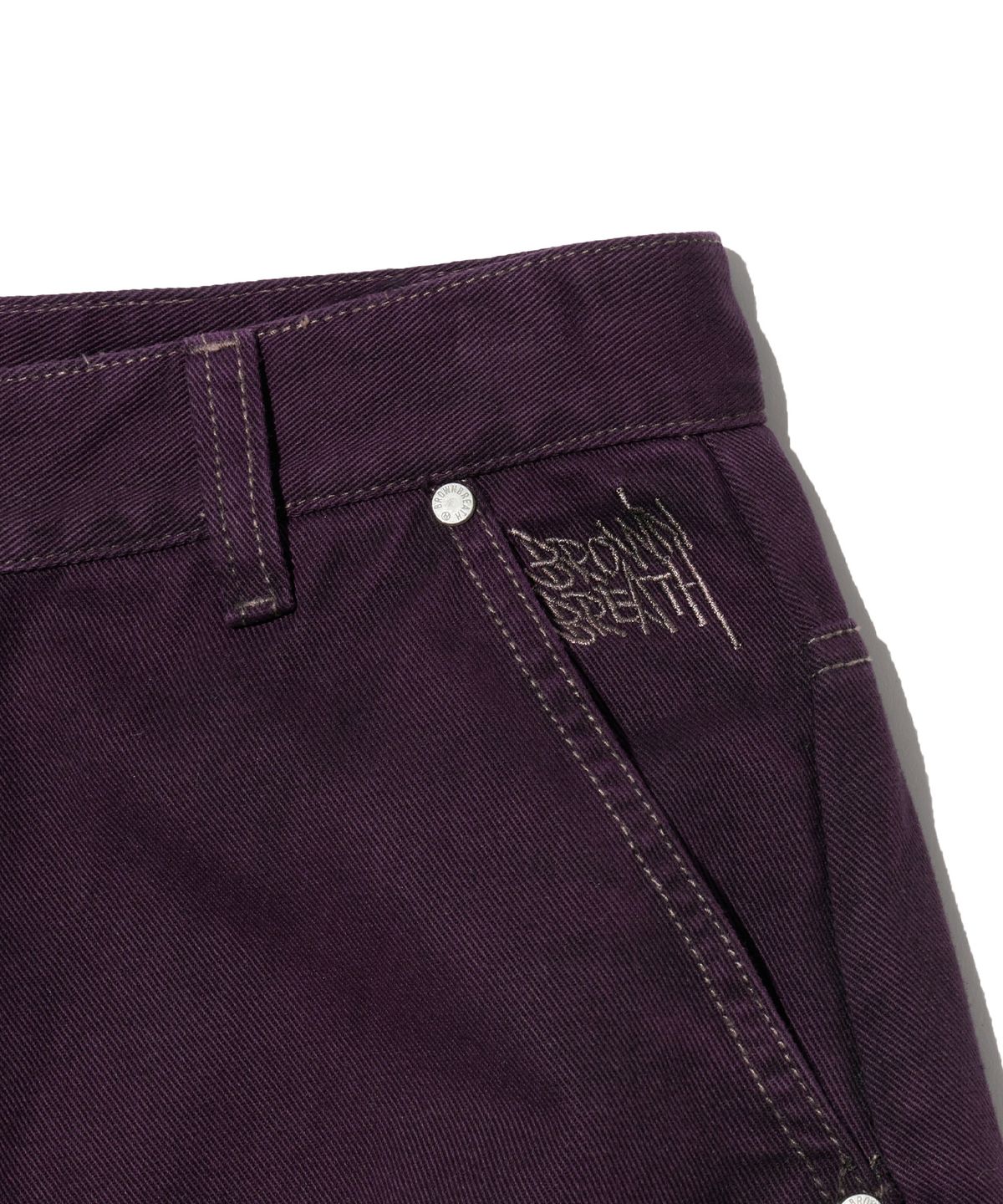 브라운브레스(BROWNBREATH) STAMP TAG DOUBLE KNEE PANTS - PURPLE