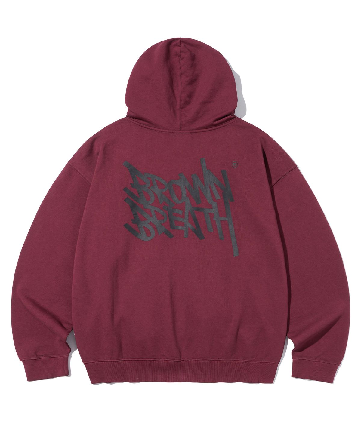 브라운브레스(BROWNBREATH) PIGMENT TAG HOOD ZIP UP - BURGUNDY