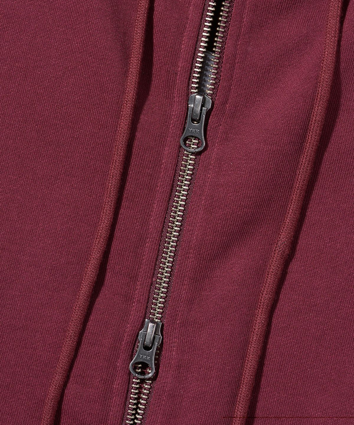 브라운브레스(BROWNBREATH) PIGMENT TAG HOOD ZIP UP - BURGUNDY