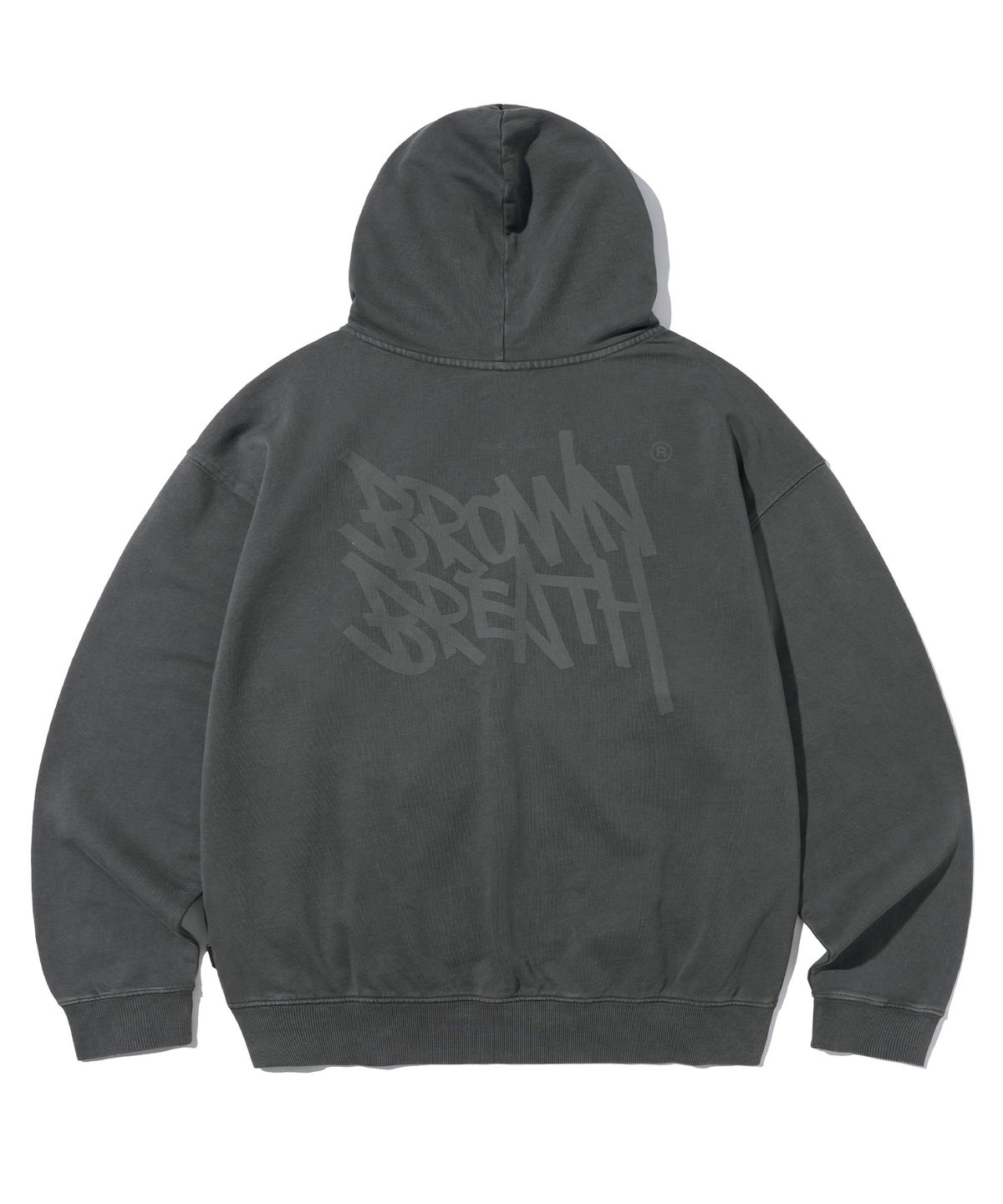 브라운브레스(BROWNBREATH) PIGMENT TAG HOOD ZIP UP - CHARCOAL