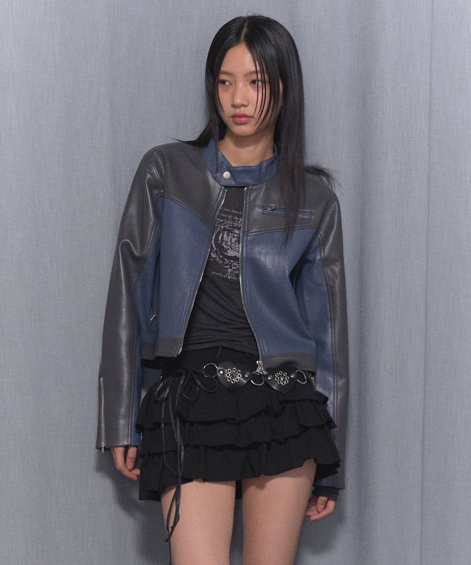 ◆NASTY FANCY CLUB◆ NF block panel leather jacket BLACKFZA9 MUSINSA | FANCY CLUB [NF] Block Panel Leather Jacket (BLACK