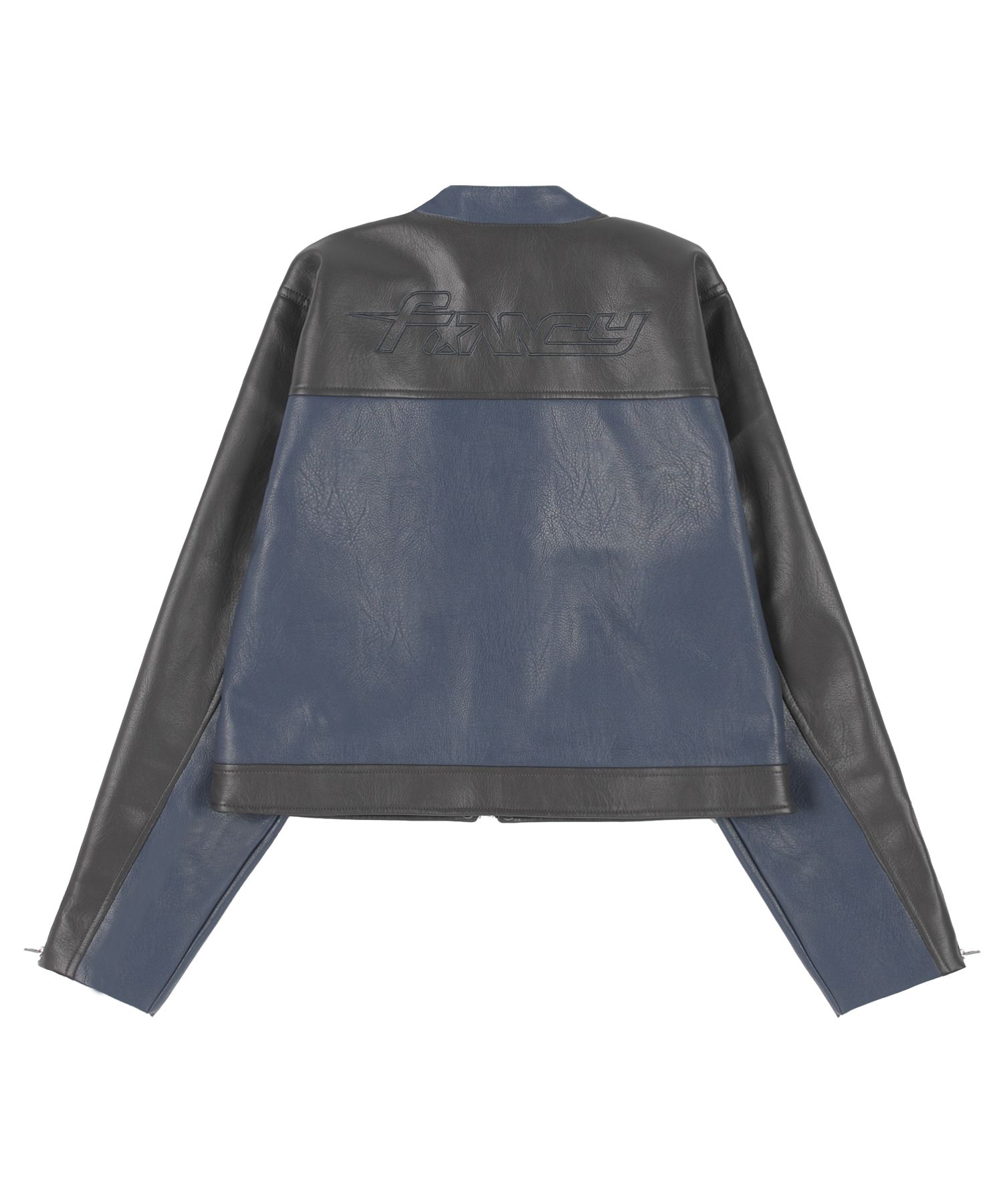 MUSINSA | FANCY CLUB [NF] Block Panel Leather Jacket (BLUE)_