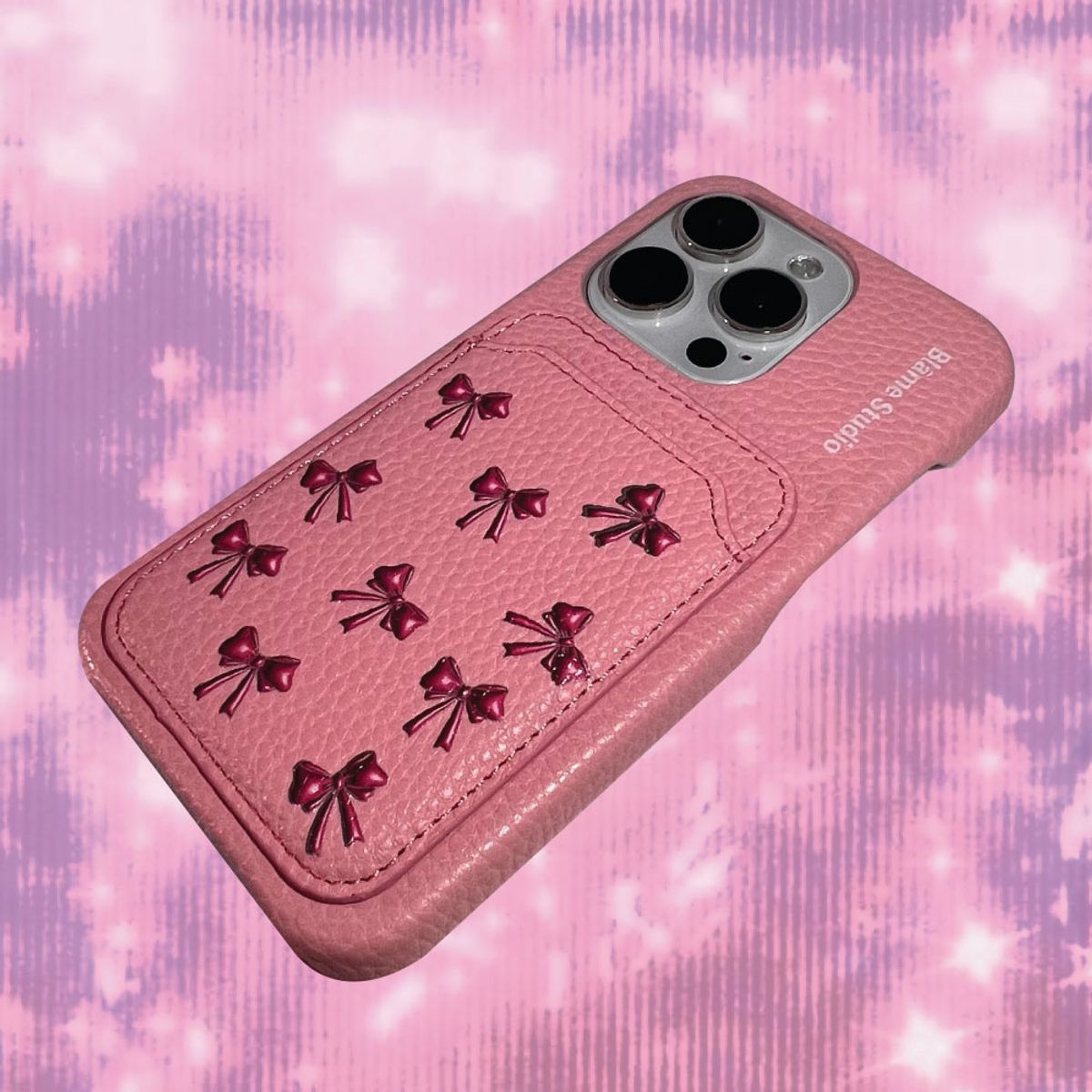 블레임 스튜디오(BLAMESTUDIO) Baby pink ribbon leather card case