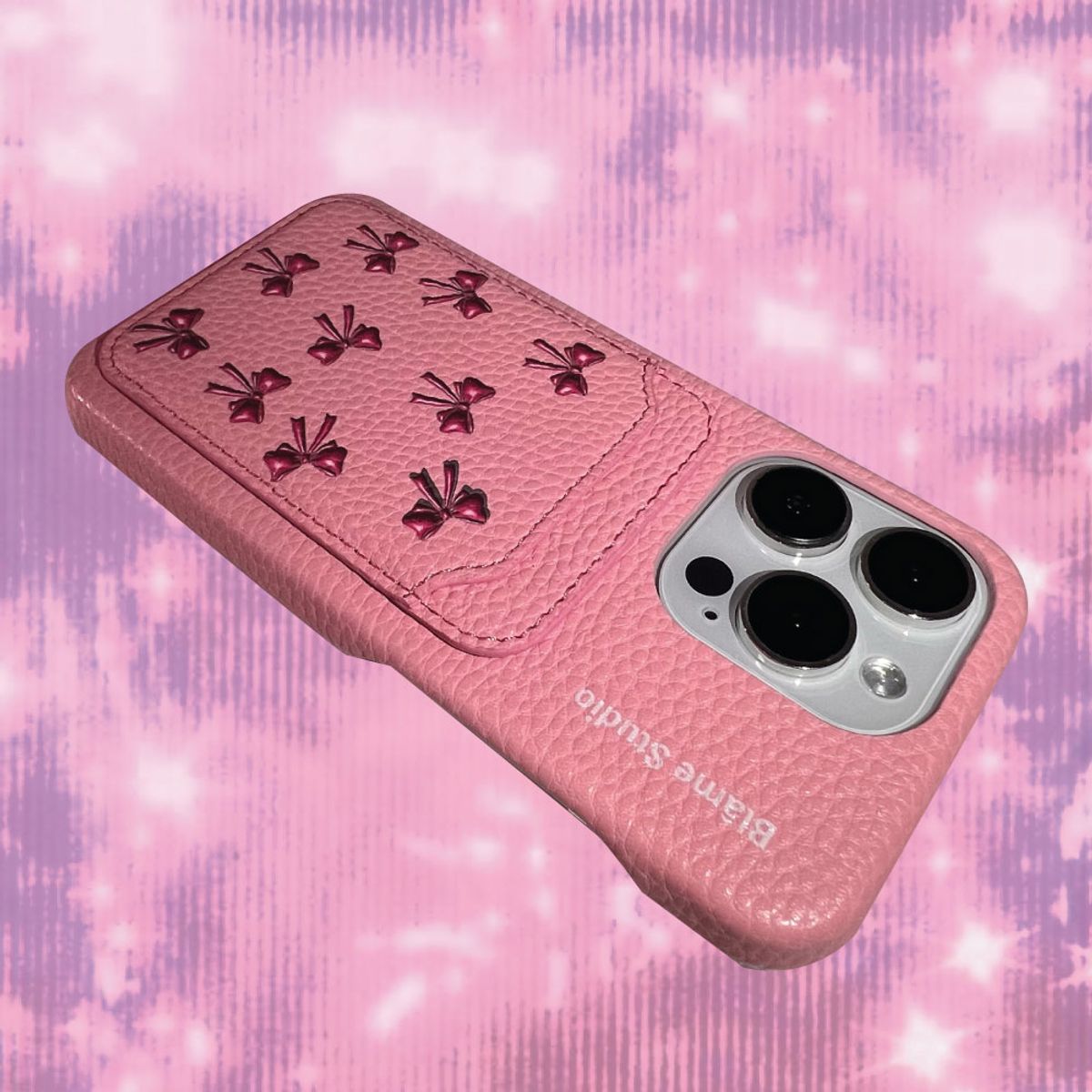 블레임 스튜디오(BLAMESTUDIO) Baby pink ribbon leather card case