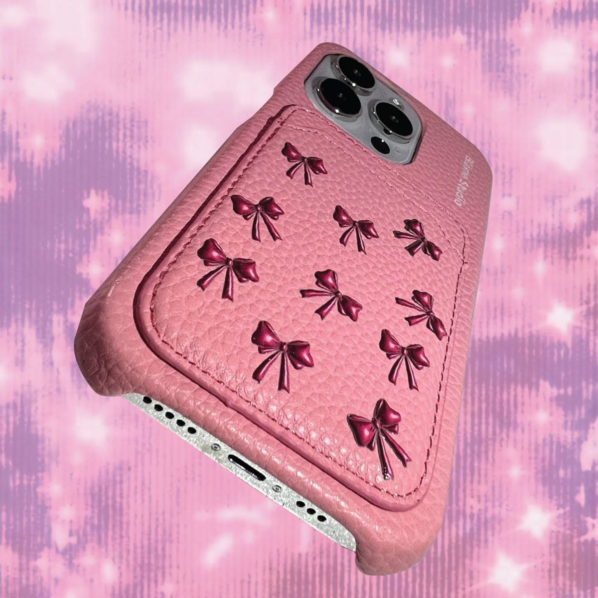블레임 스튜디오(BLAMESTUDIO) Baby pink ribbon leather card case