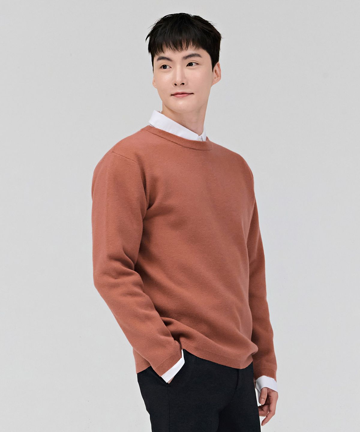 체이스컬트(CHASECULT) 남성 베이직 라운드 스웨터-오렌지
