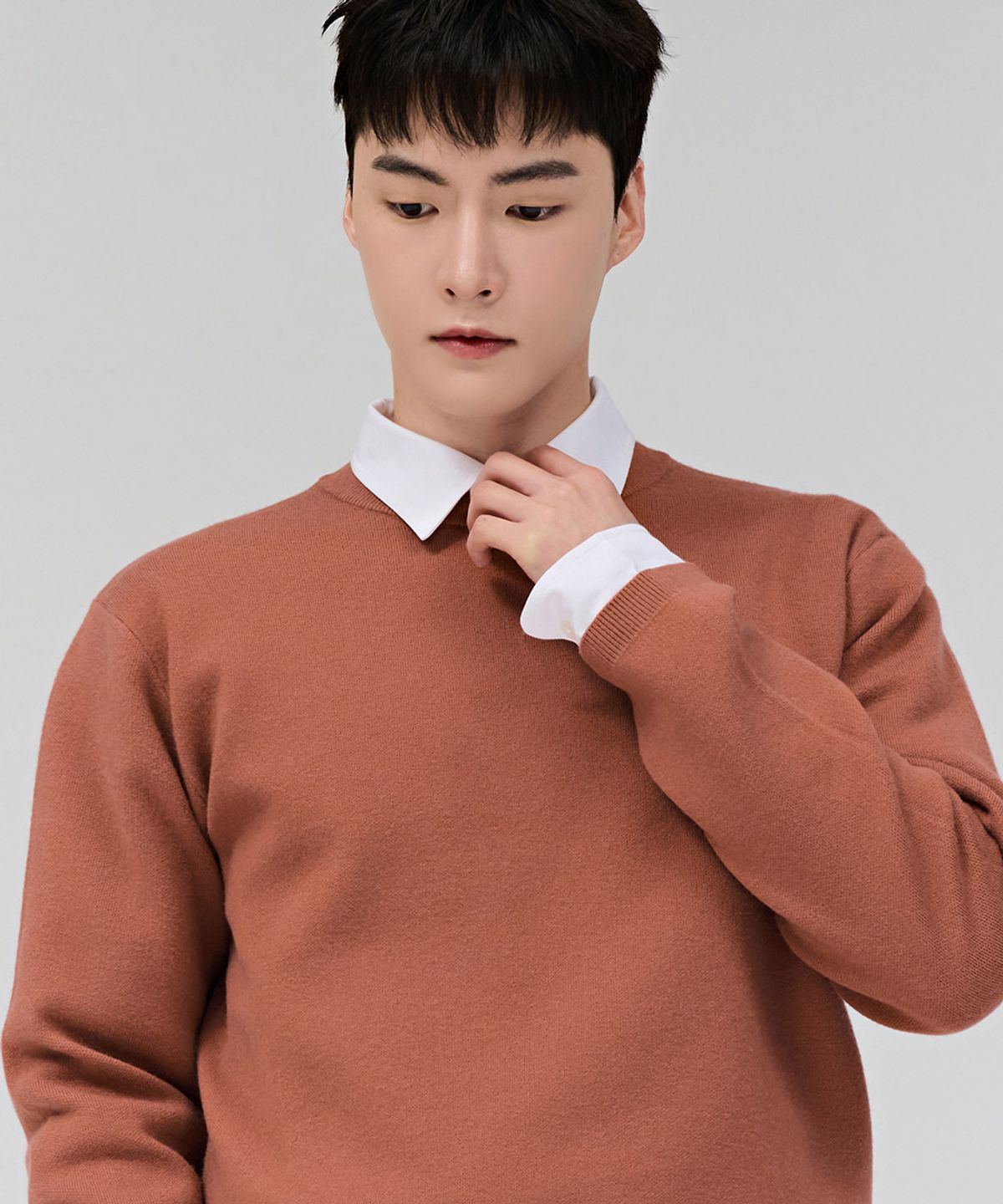 체이스컬트(CHASECULT) 남성 베이직 라운드 스웨터-오렌지
