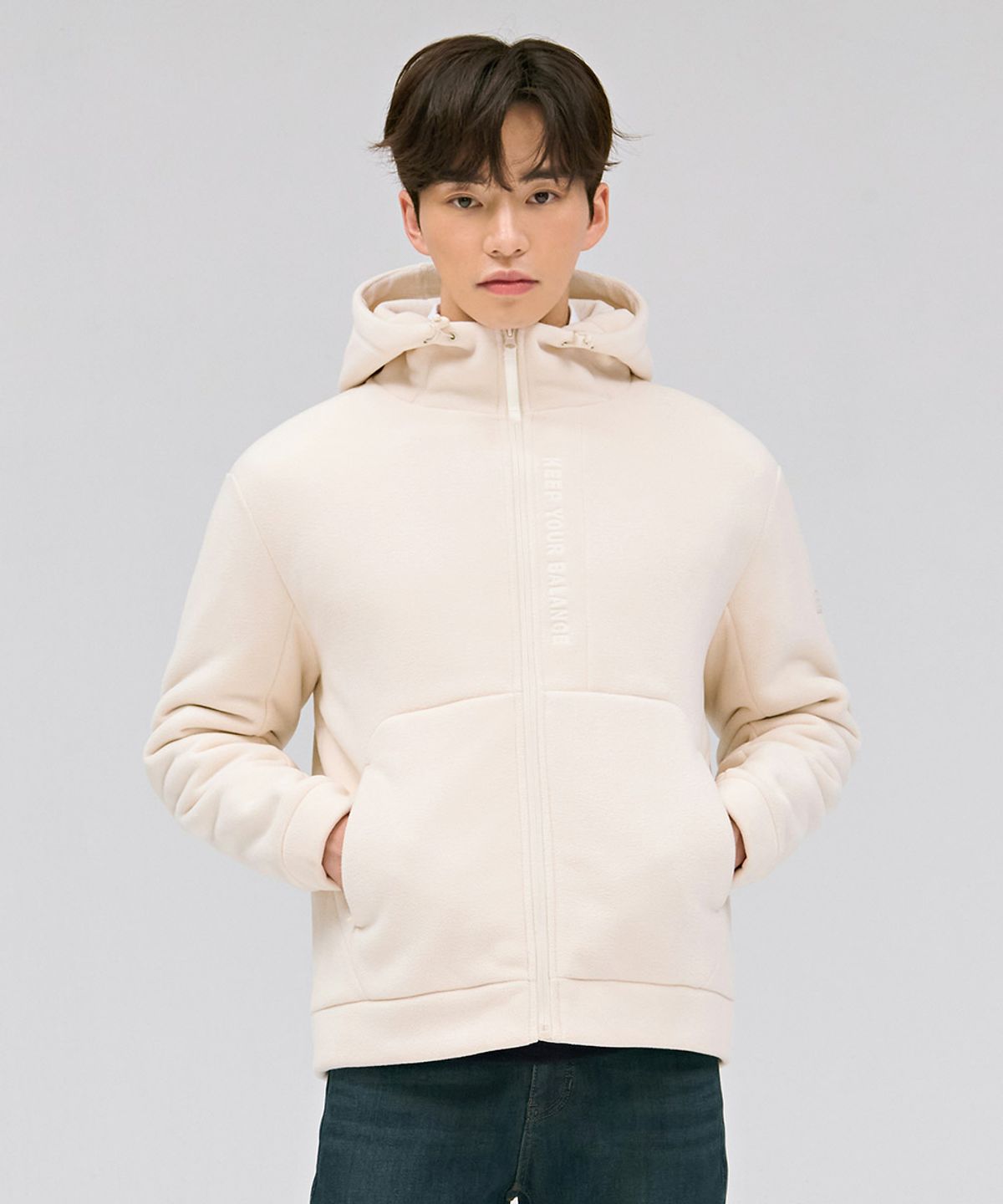 체이스컬트(CHASECULT) 공용 폴라폴리스 보아 본딩 후드집업-아이보리