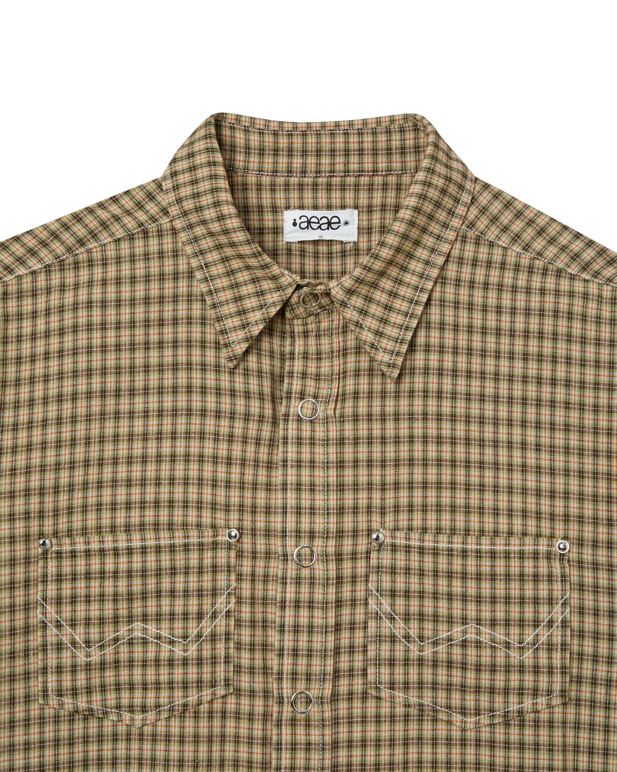 에이이에이이(AEAE) WESTERN CHECK SHIRTS [YELLOW GREEN]