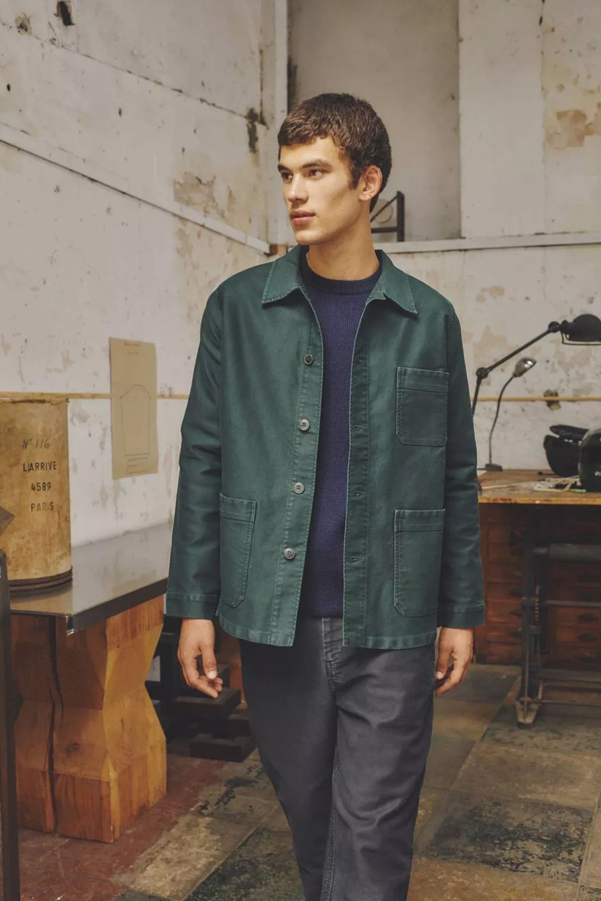 르몽생미셸(LE MONT ST MICHEL) (M)Genuine Lmsm Work Jacket_Dark Green