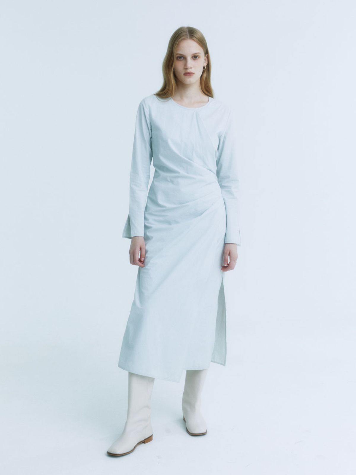 뮤제(MUSEE) NU VICTORIA Draped Layered Wrap Detail Dress_Light Mint