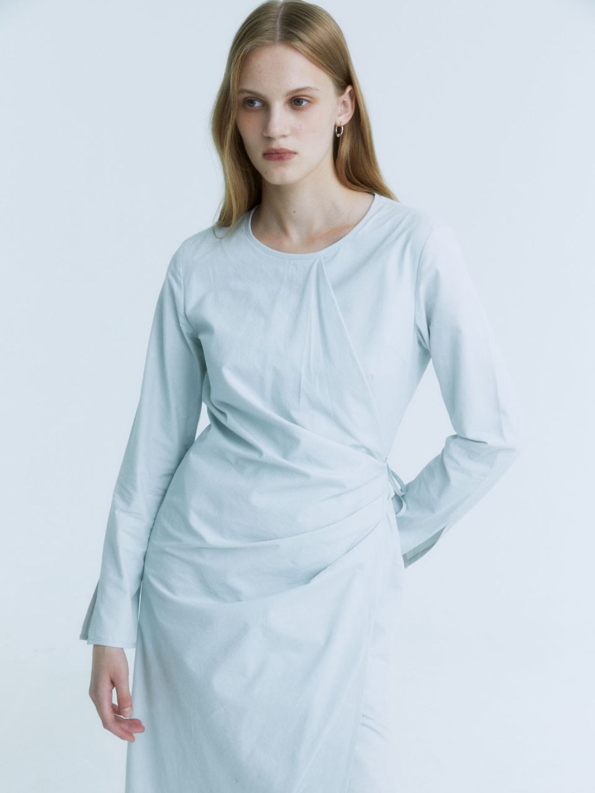 뮤제(MUSEE) NU VICTORIA Draped Layered Wrap Detail Dress_Light Mint