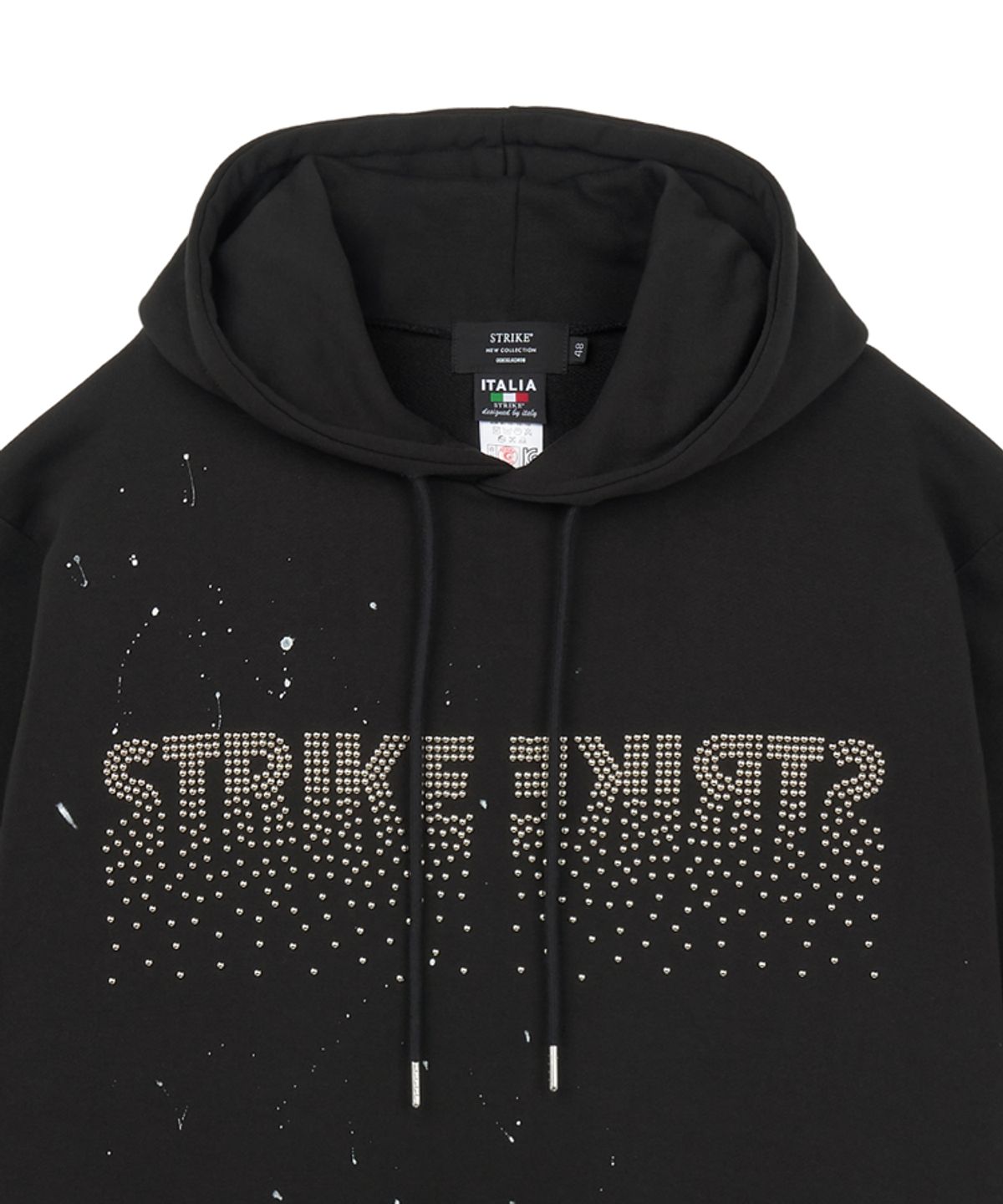 스트라이크(STRIKE) Studded Splatter Paint Zippers Hoodie (BLACK)