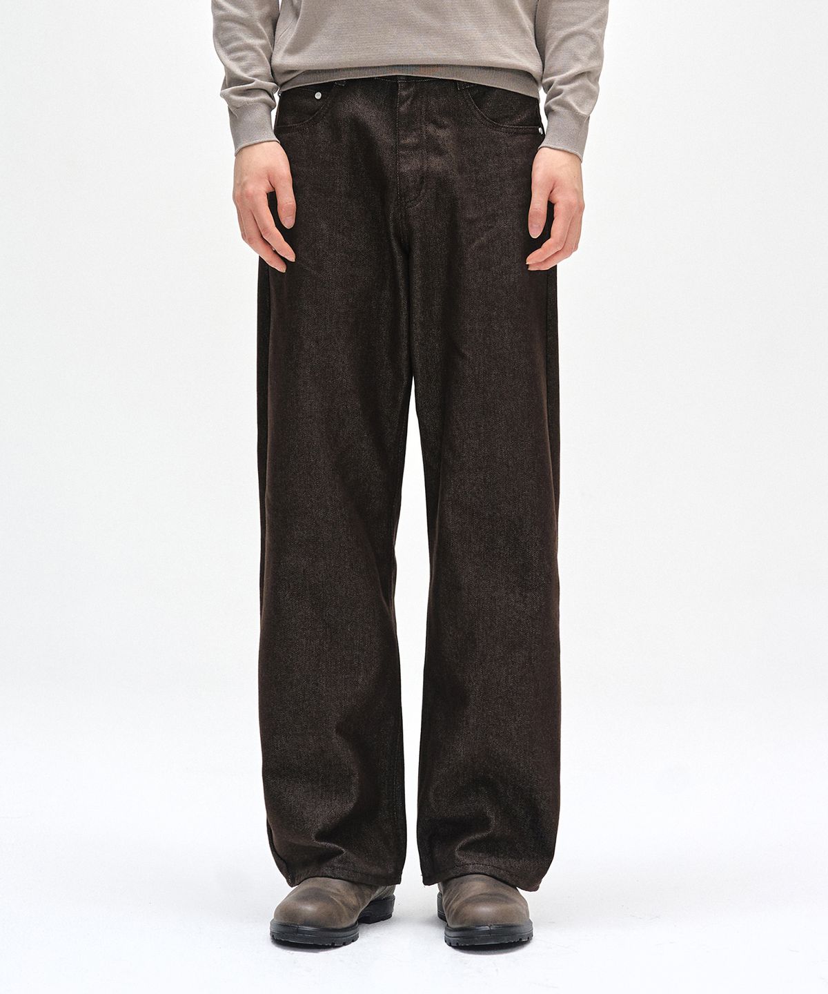 데케트(DECET) [기모본딩]Mid Rise Wide Jeans DCPT027WCPBrown
