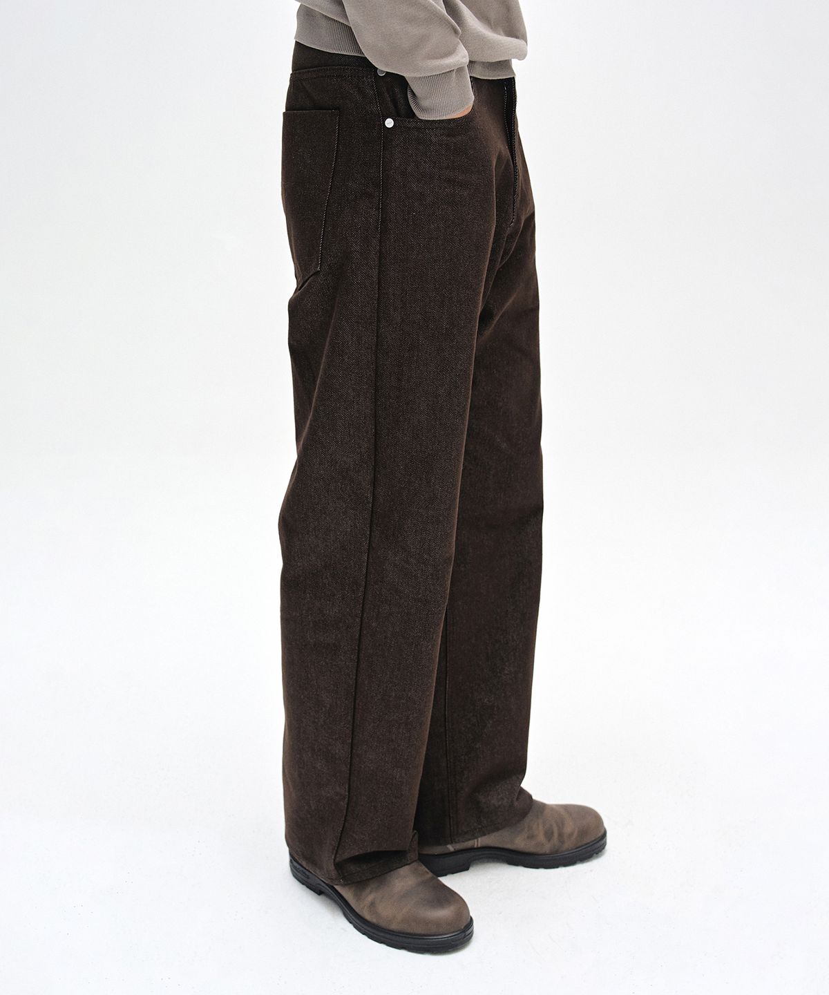 데케트(DECET) [기모본딩]Mid Rise Wide Jeans DCPT027WCPBrown