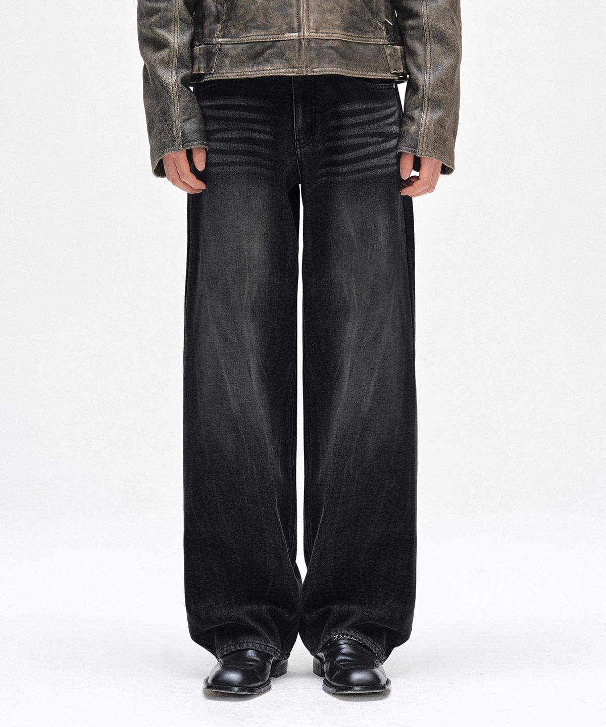데케트(DECET) [기모본딩]Mid Rise Wide Jeans DCPT027WCRBlack2