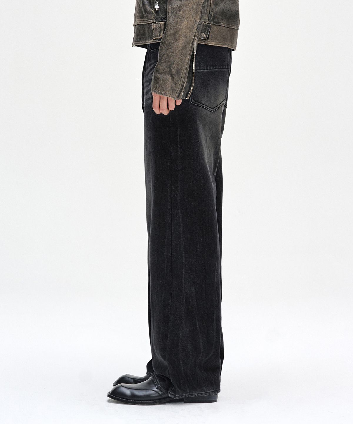 데케트(DECET) [기모본딩]Mid Rise Wide Jeans DCPT027WCRBlack2