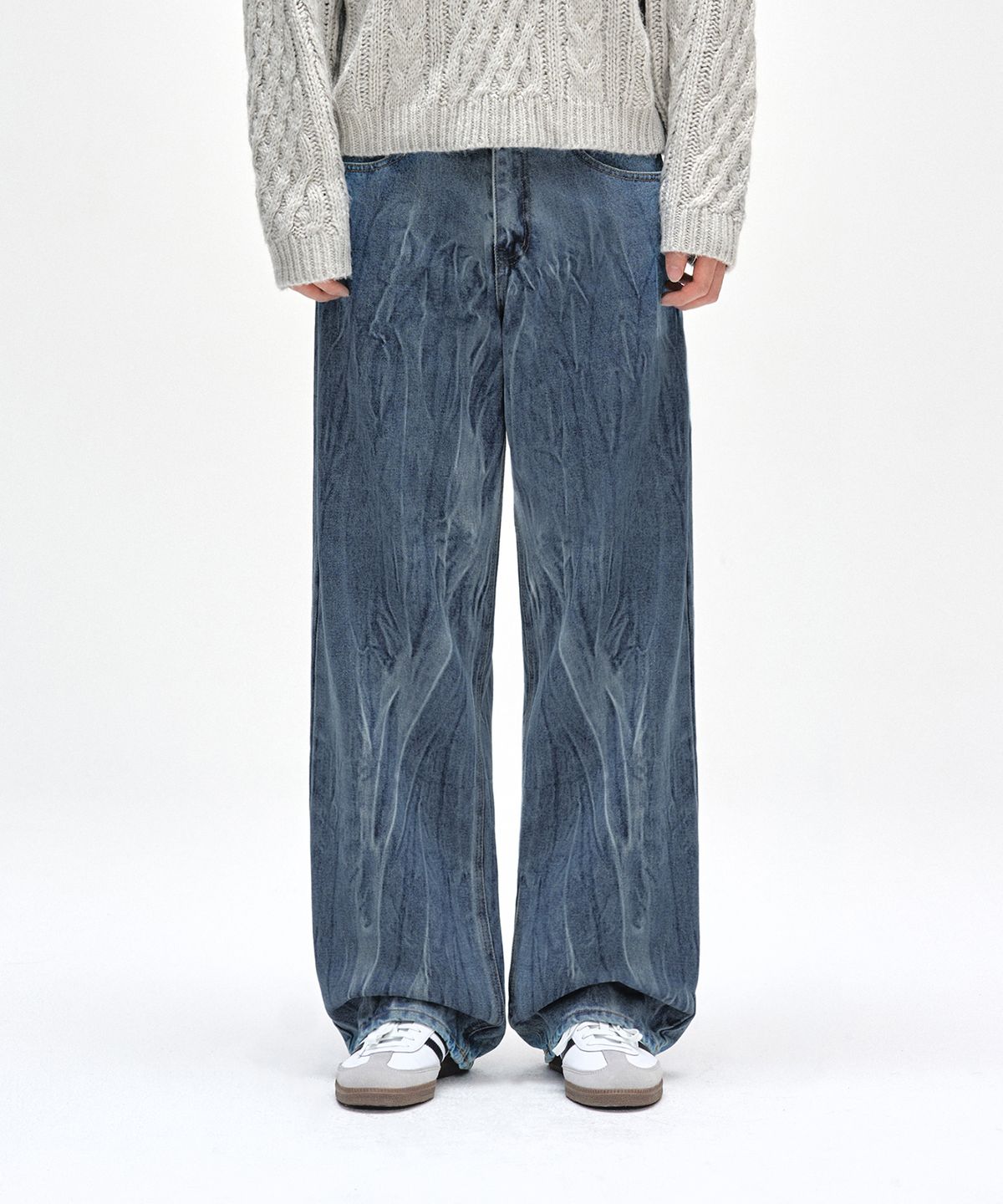 데케트(DECET) [기모본딩]Mid Rise Wide Jeans DCPT027WCRBlue