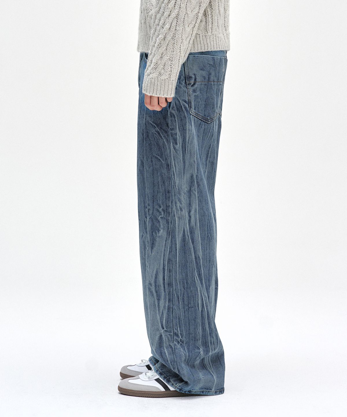 데케트(DECET) [기모본딩]Mid Rise Wide Jeans DCPT027WCRBlue