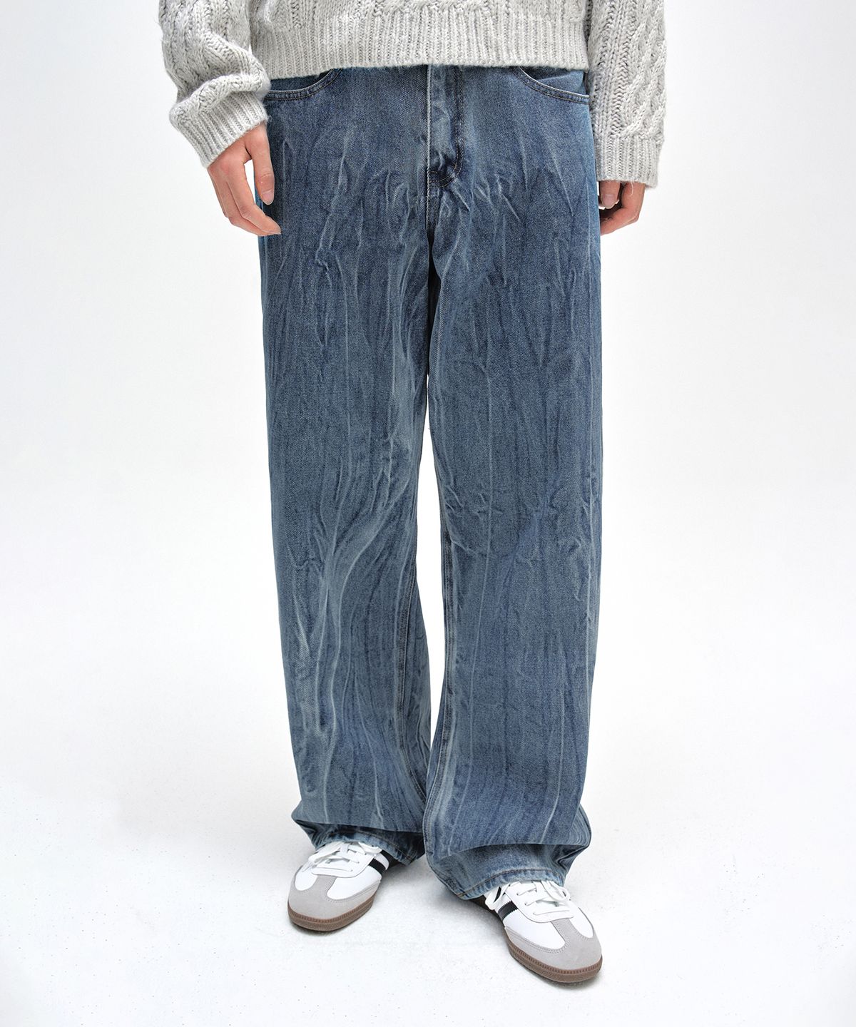 데케트(DECET) [기모본딩]Mid Rise Wide Jeans DCPT027WCRBlue
