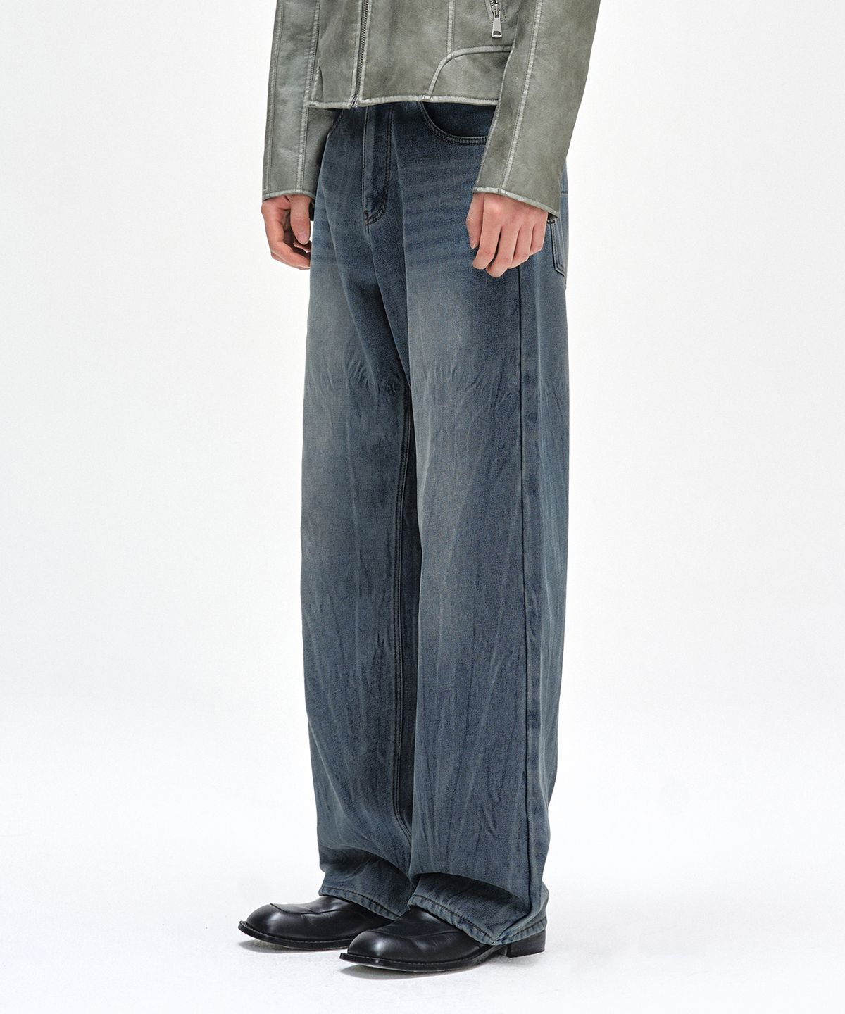 데케트(DECET) [기모본딩]Mid Rise Wide Jeans DCPT027WCRBlue2