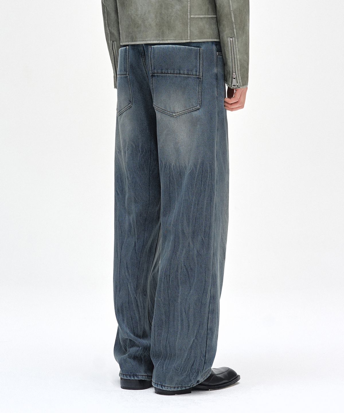 데케트(DECET) [기모본딩]Mid Rise Wide Jeans DCPT027WCRBlue2