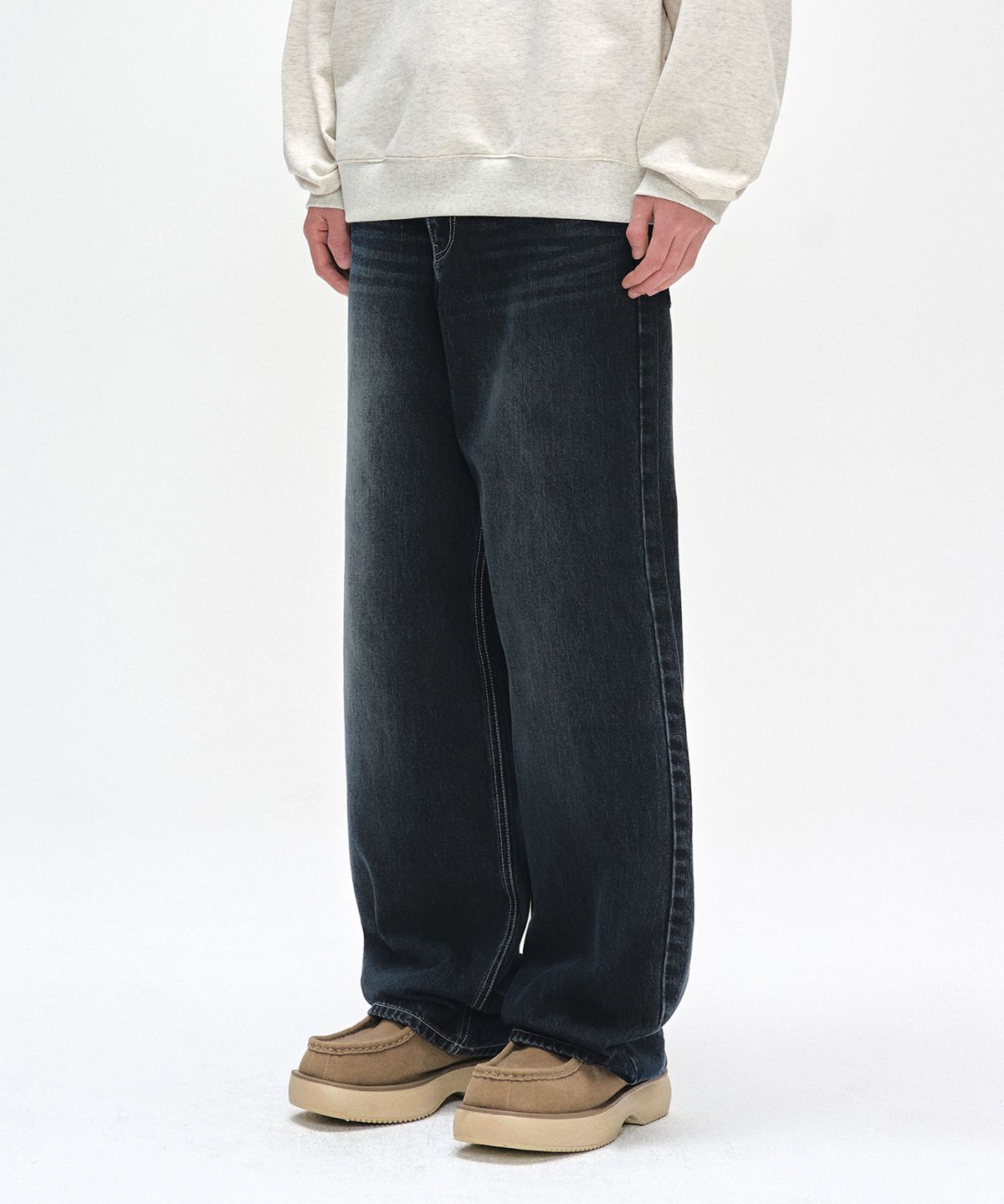 데케트(DECET) [기모본딩]Mid Rise Wide Jeans DCPT027WDBlueB