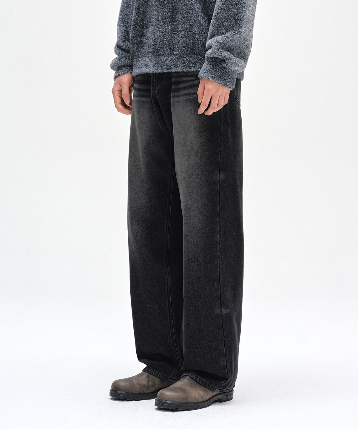데케트(DECET) [기모본딩]Mid Rise Wide Jeans DCPT027WHLBlack