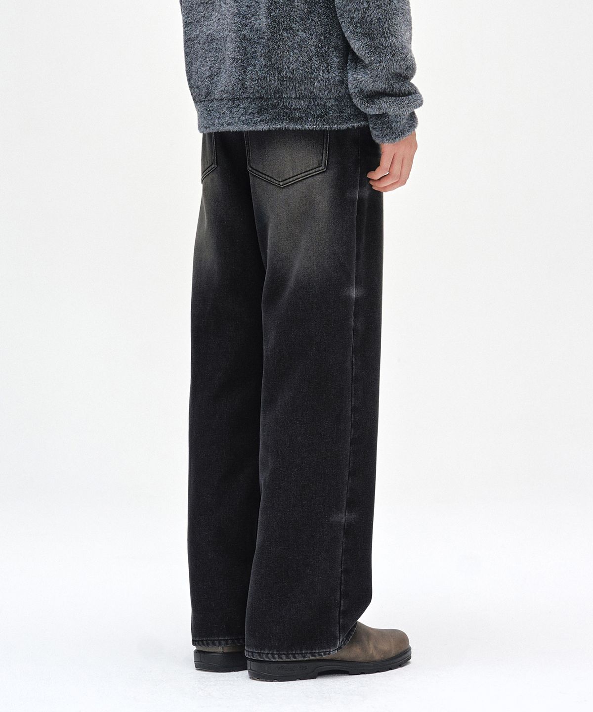데케트(DECET) [기모본딩]Mid Rise Wide Jeans DCPT027WHLBlack