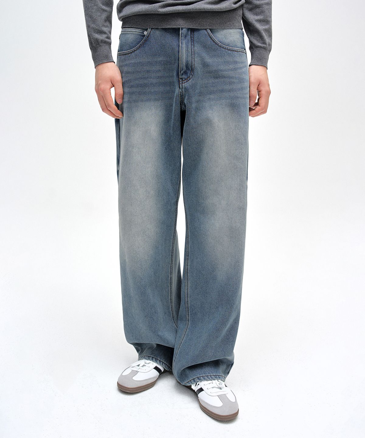데케트(DECET) [기모본딩]Mid Rise Wide Jeans DCPT027WHLBlue