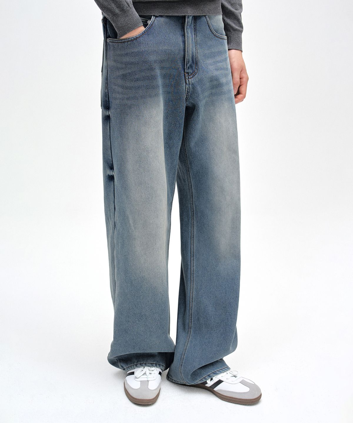 데케트(DECET) [기모본딩]Mid Rise Wide Jeans DCPT027WHLBlue