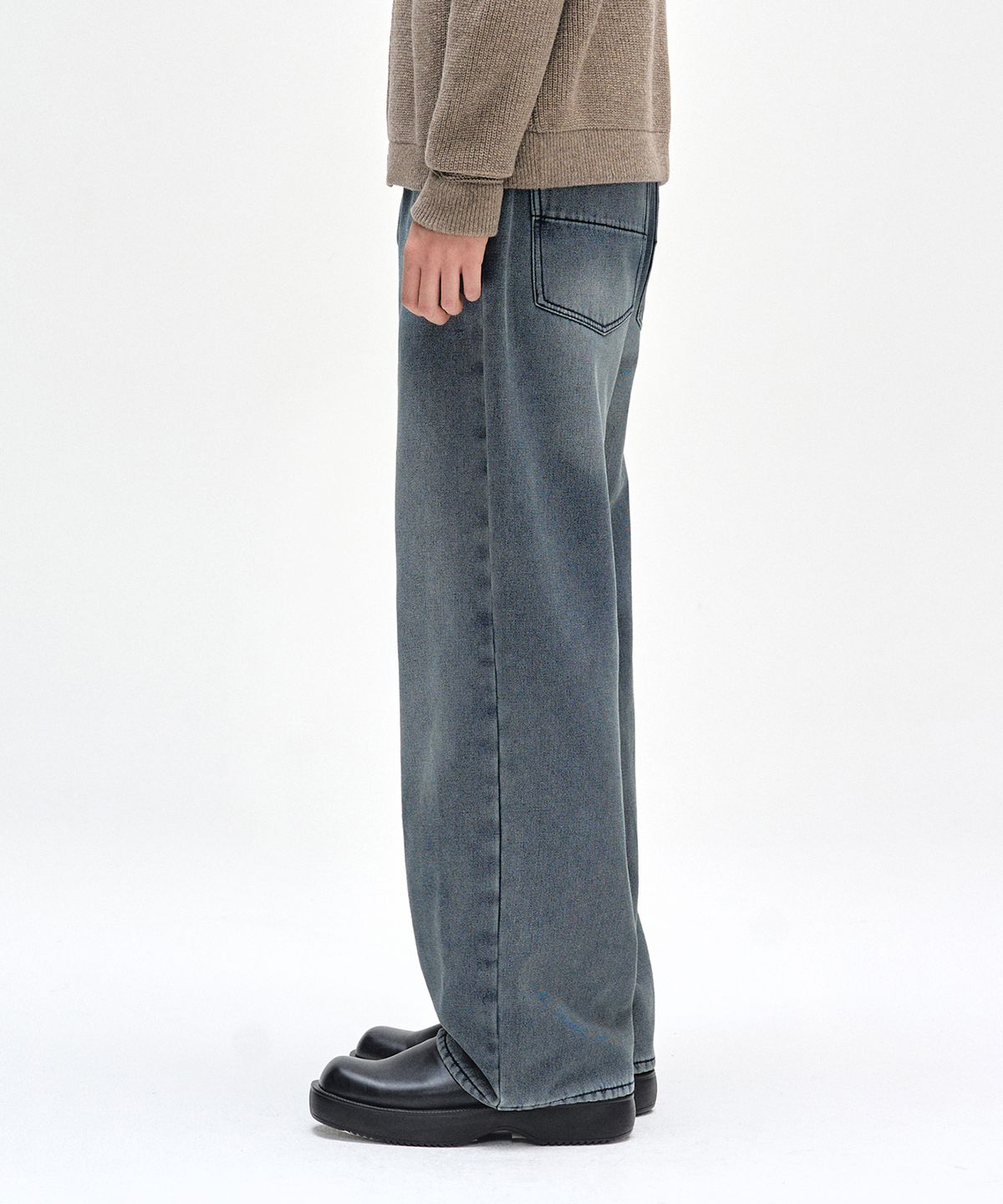 데케트(DECET) [기모본딩]Mid Rise Wide Jeans DCPT027WSTNGRBlue