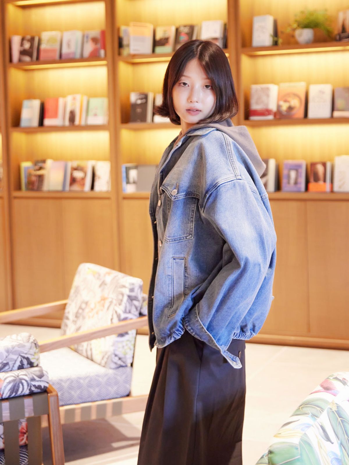 아이홀릭 캐시미어(AYIHOLIC CASHMERE) 워싱 테일러카라 데님자켓