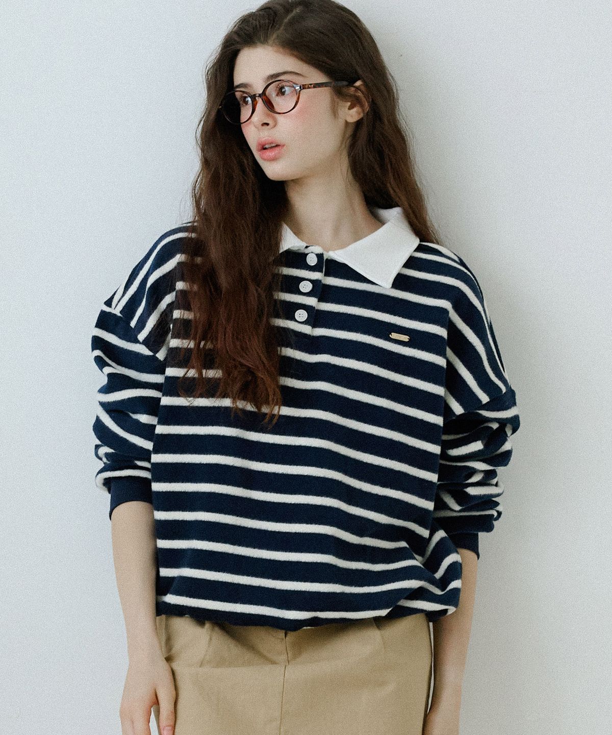 레터프롬문(LETTER FROM MOON) 세인트 럭비 스트라이프 스웨터 ( 네이비 )