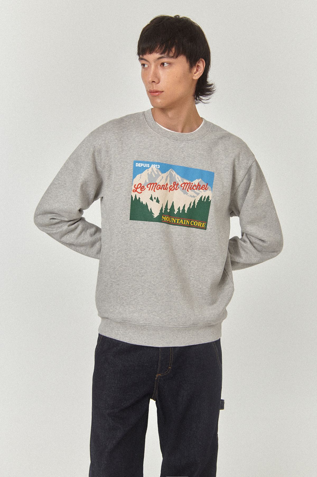 르몽생미셸(LE MONT ST MICHEL) TAN - MOUNTAIN PRINT SWEATSHIRT_Grey
