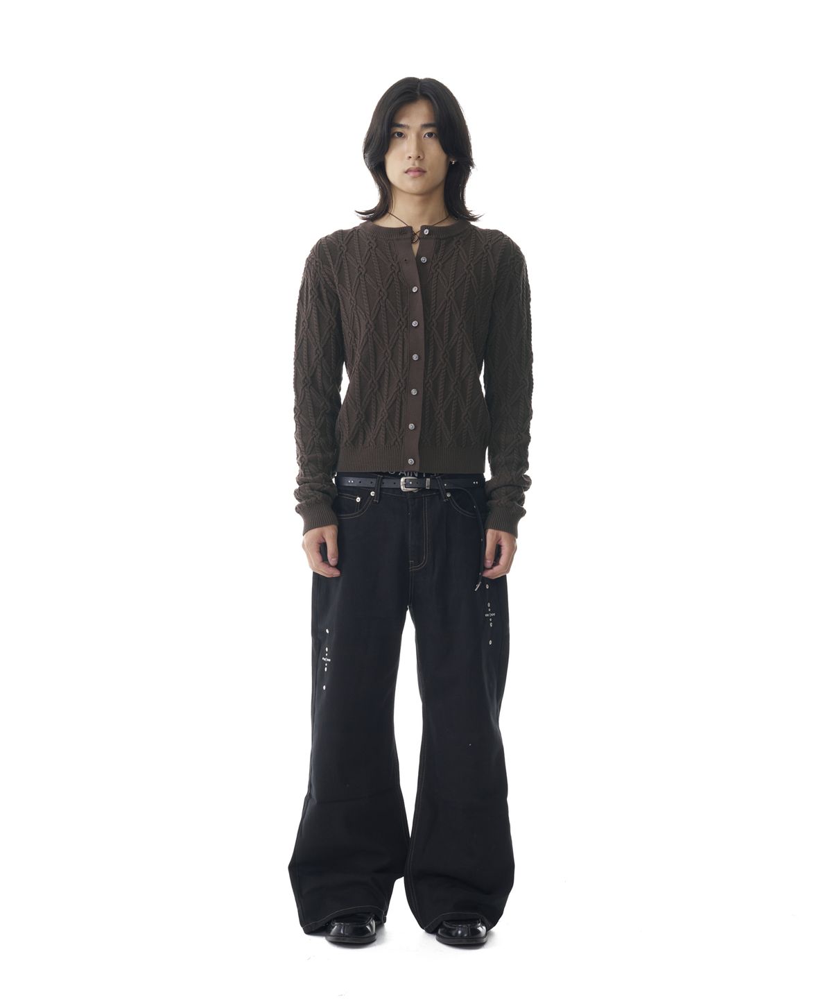 아캄(AAKAM) Sun Button Pattern Cardigan (Brown)