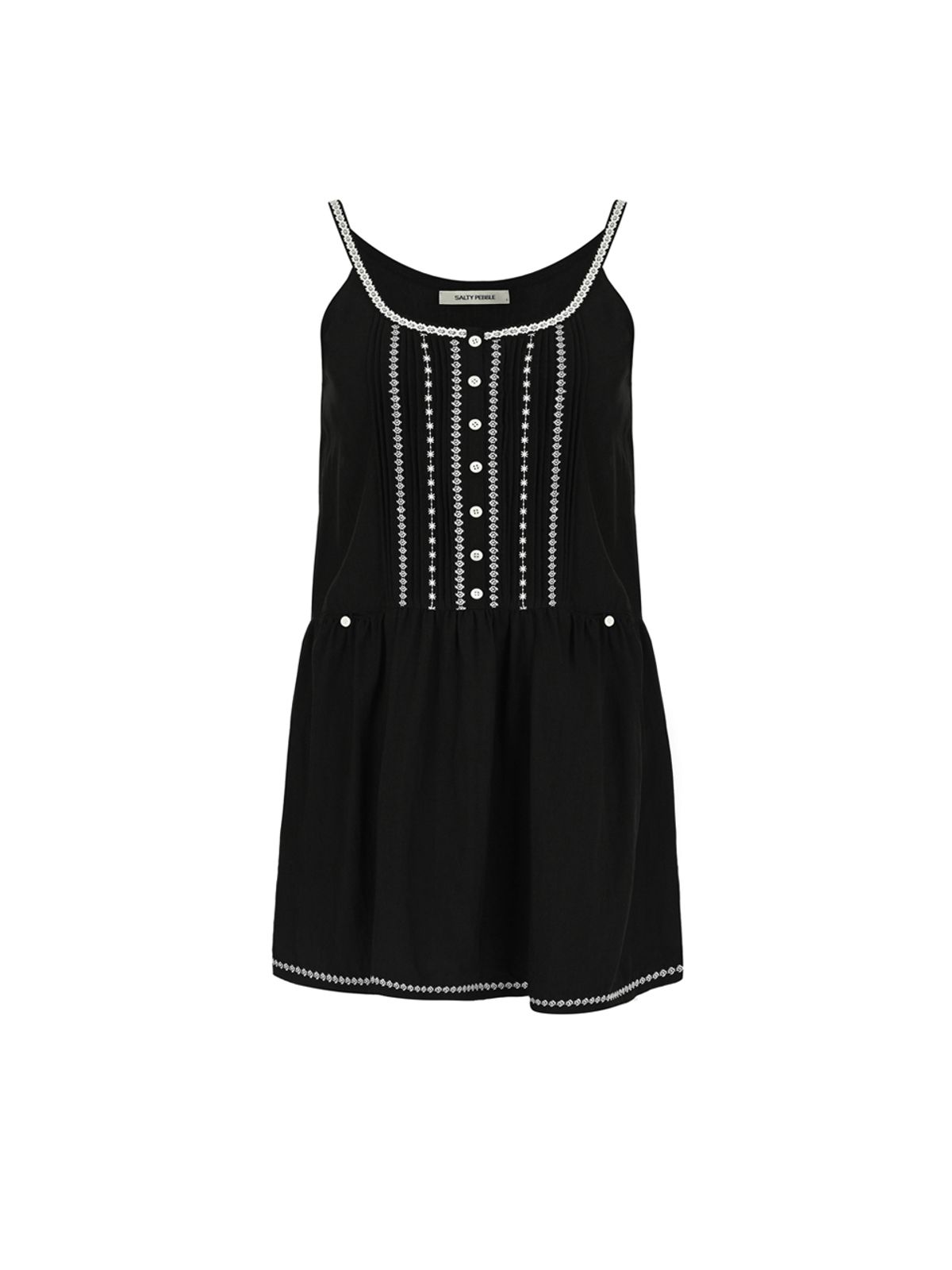 솔티페블(SALTY PEBBLE) BOHEMIAN SLEEVELESS DRESS [BLACK]