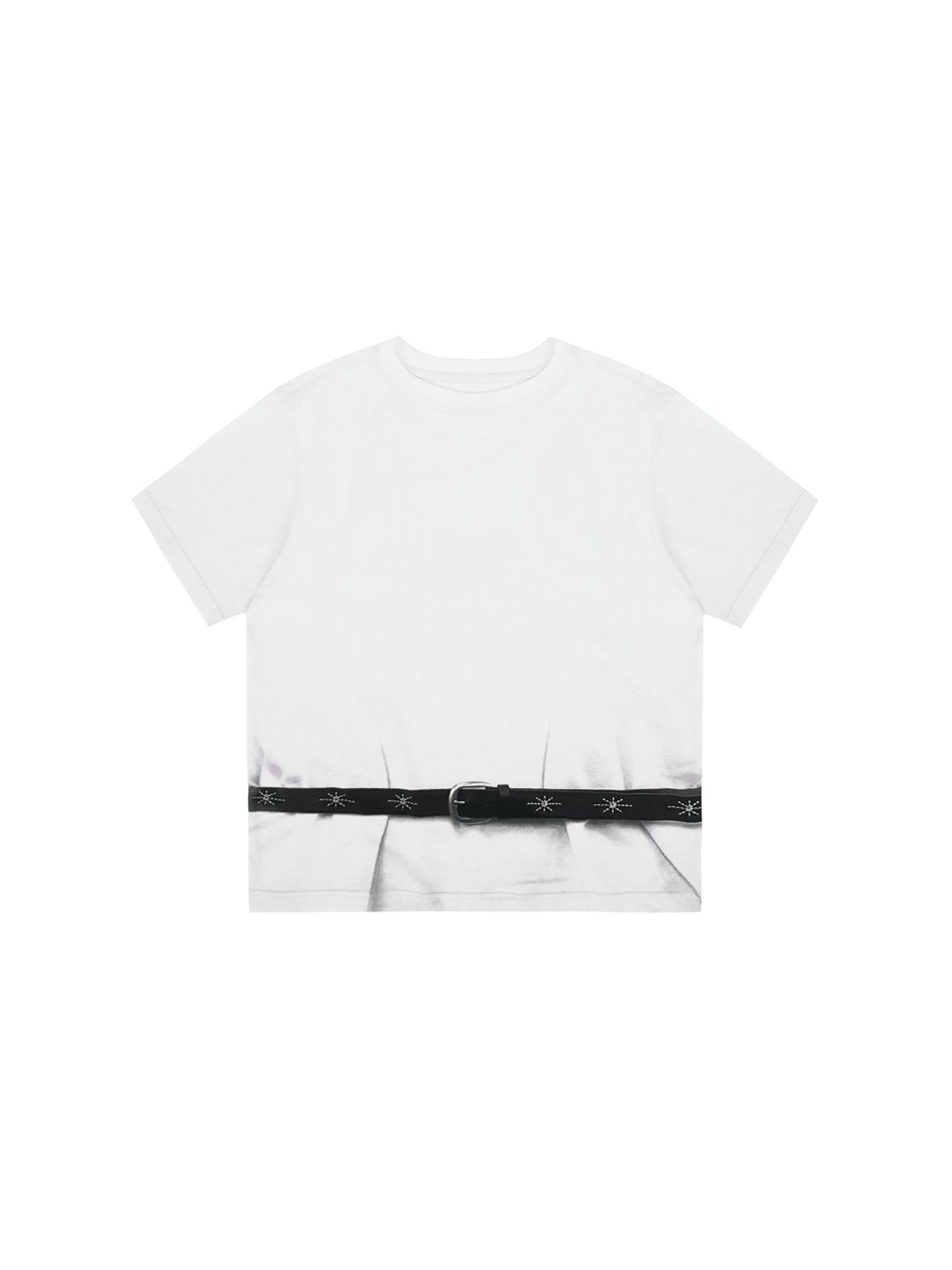솔티페블(SALTY PEBBLE) WESTERN STITCH BELT PRINTING TOP [WHITE]