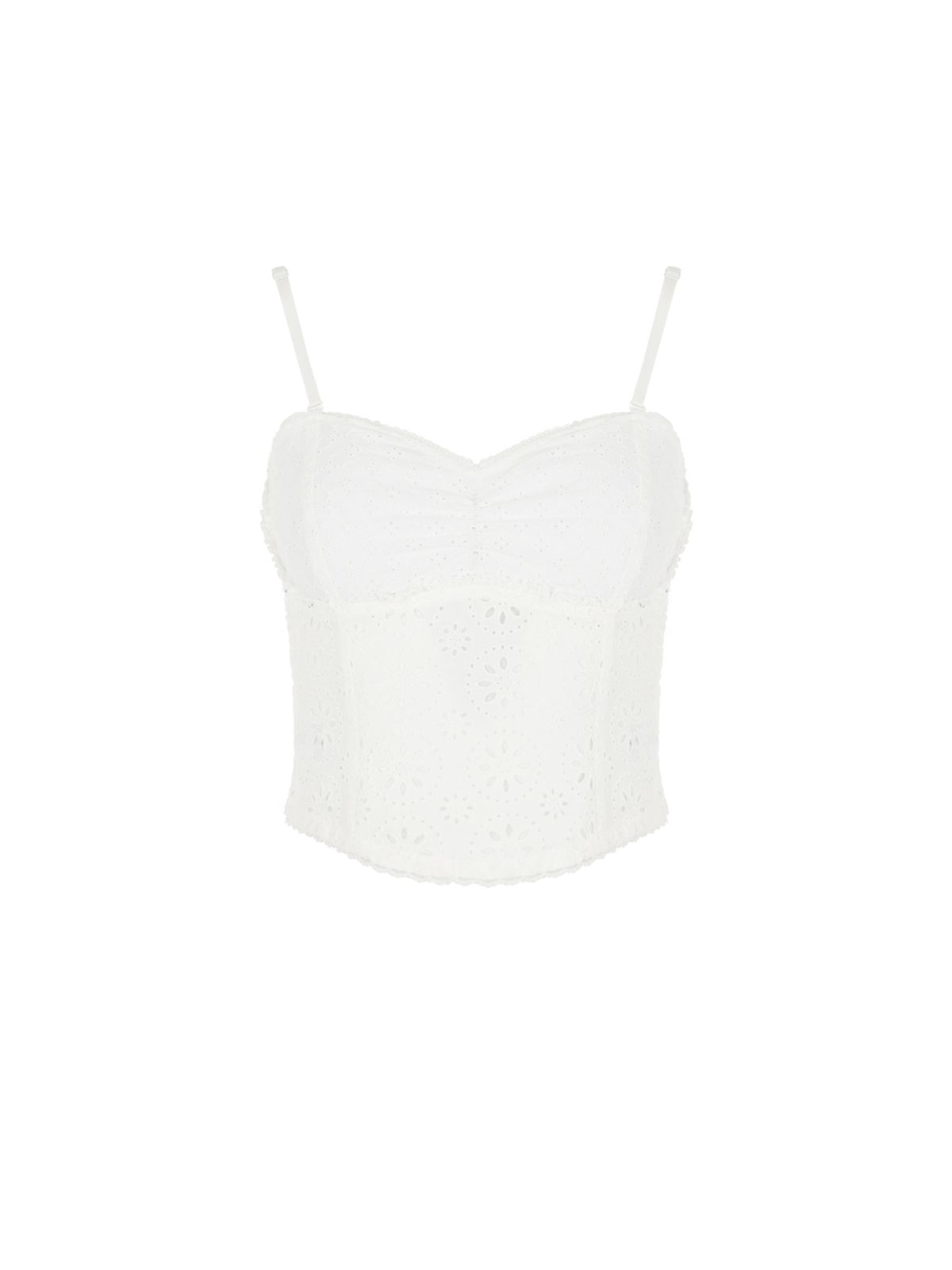 솔티페블(SALTY PEBBLE) FLOWER LACE COTTON BUISTIER TOP [WHITE]