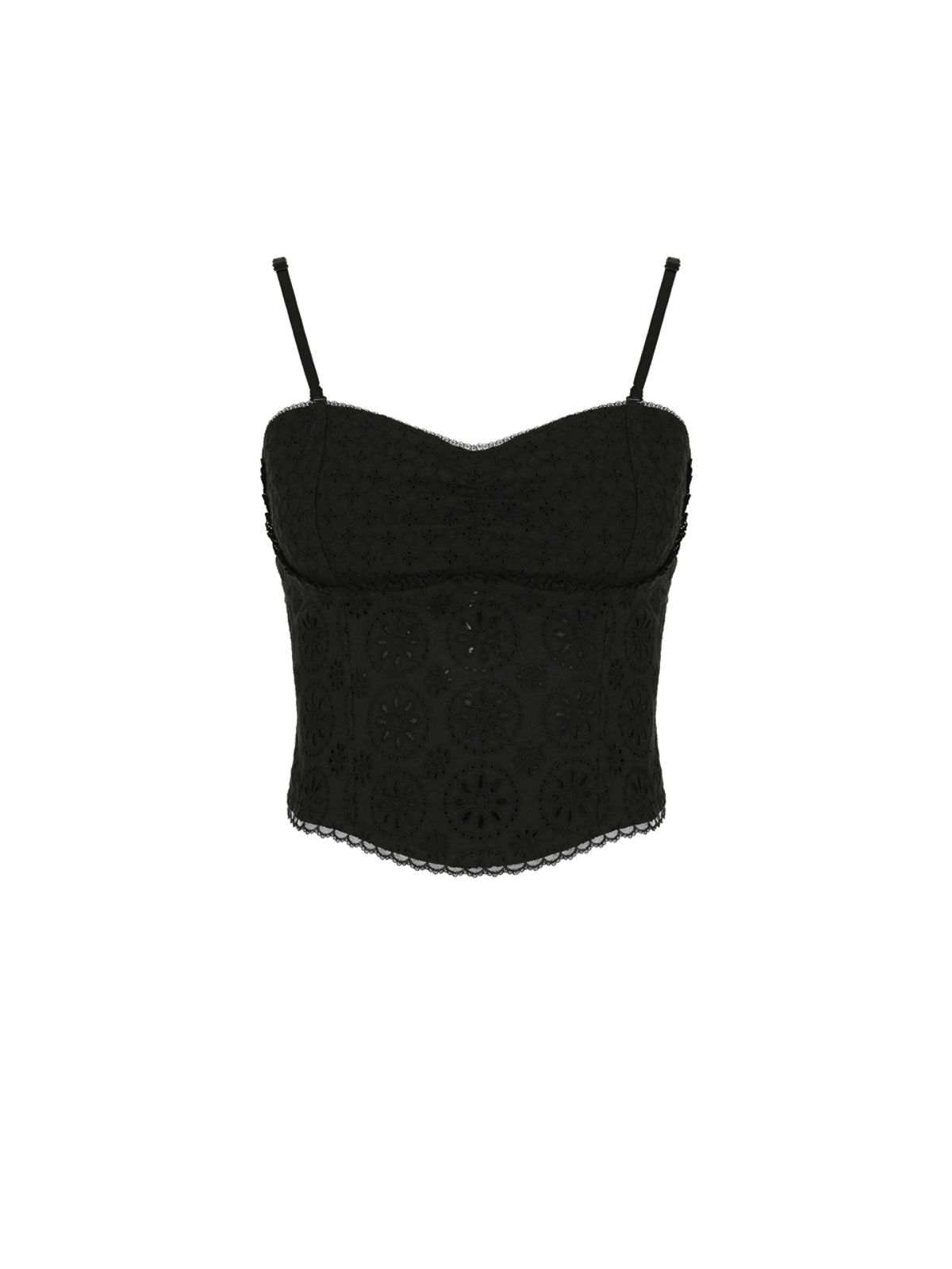 솔티페블(SALTY PEBBLE) FLOWER LACE COTTON BUISTIER TOP [BLACK]
