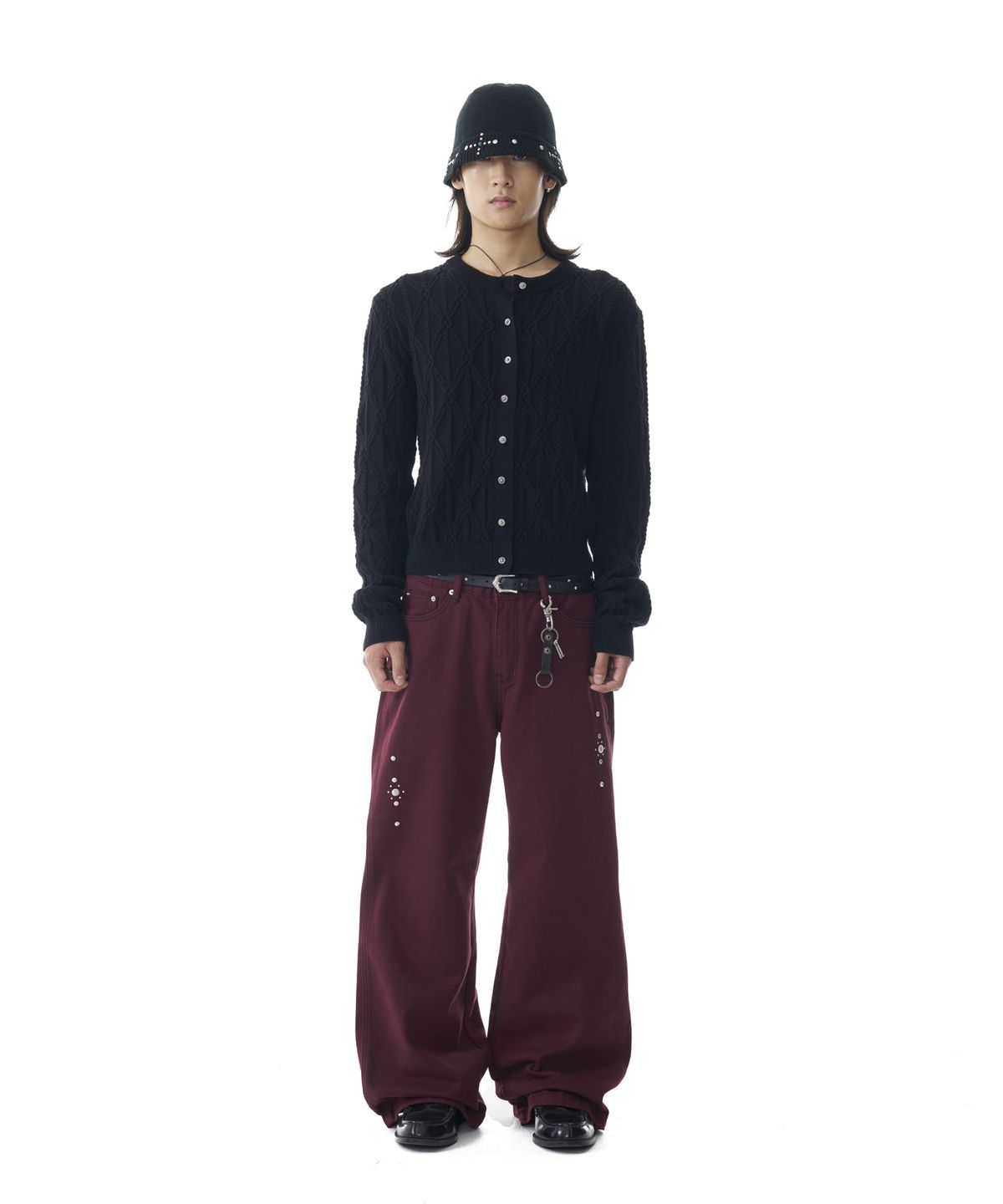 아캄(AAKAM) Sun Button Pattern Cardigan (Black)