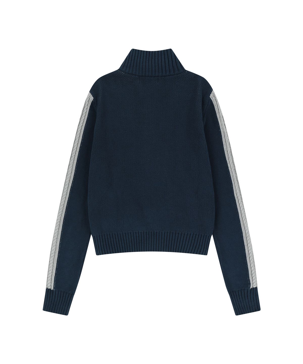 아캄(AAKAM) Sun Jacquard Zip-Up Sweater (Navy)