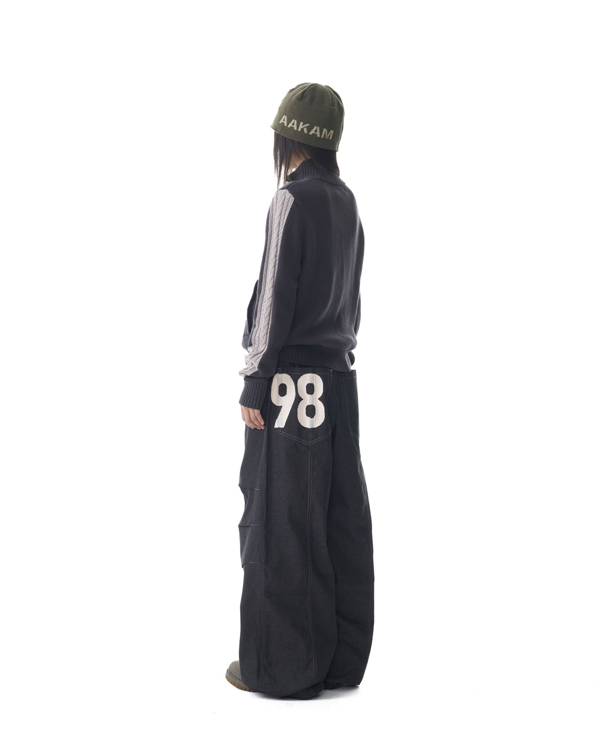 아캄(AAKAM) Sun Jacquard Zip-Up Sweater (Dark Gray)