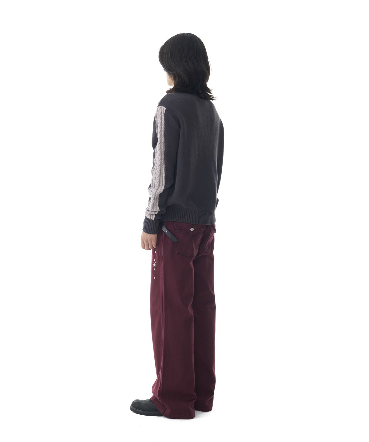 아캄(AAKAM) Sun Jacquard Zip-Up Sweater (Dark Gray)