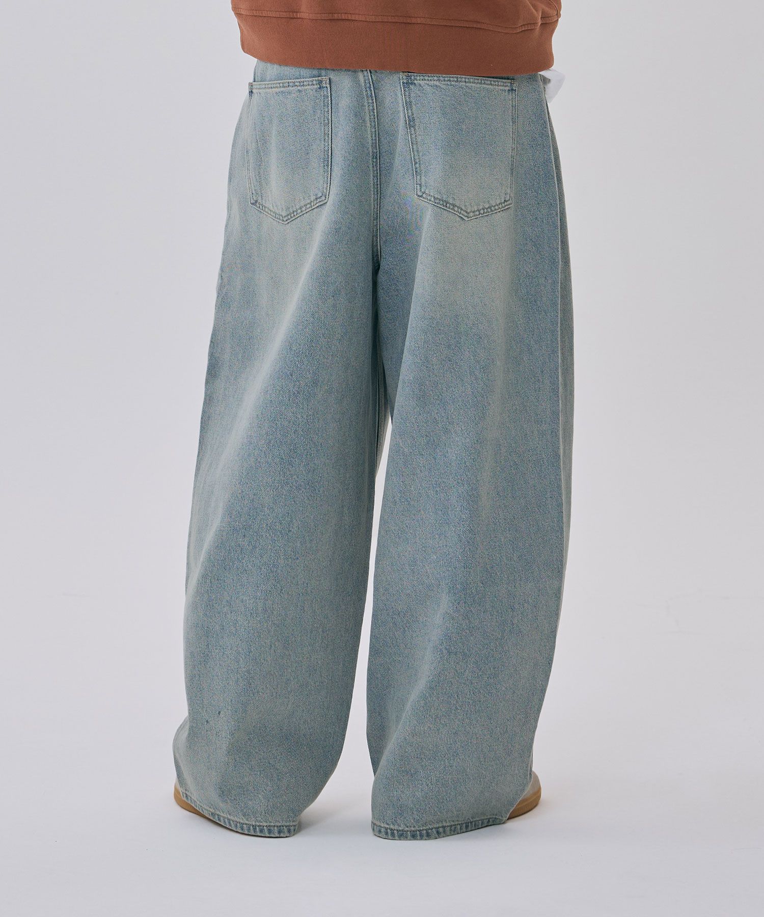 MUSINSA | AGOD Washed Vintage Wide Balloon Denim Pants [Sand