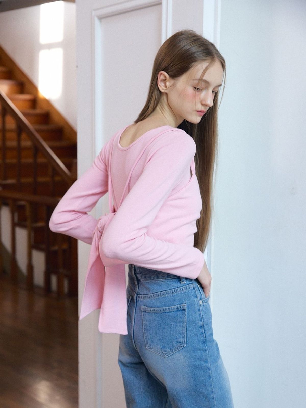 패브릭서울(FABRICSEOUL) wool angora bustier T-shits_pink