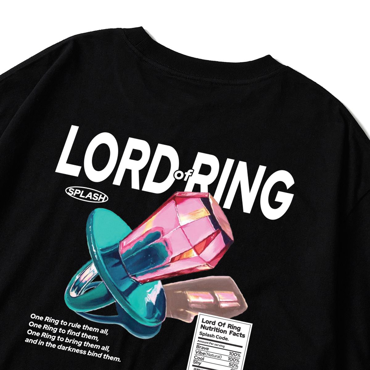 스플래시코드(SPLASHCODE) 롱슬리브 블랙 - 보석 반지(Lord of Ring)