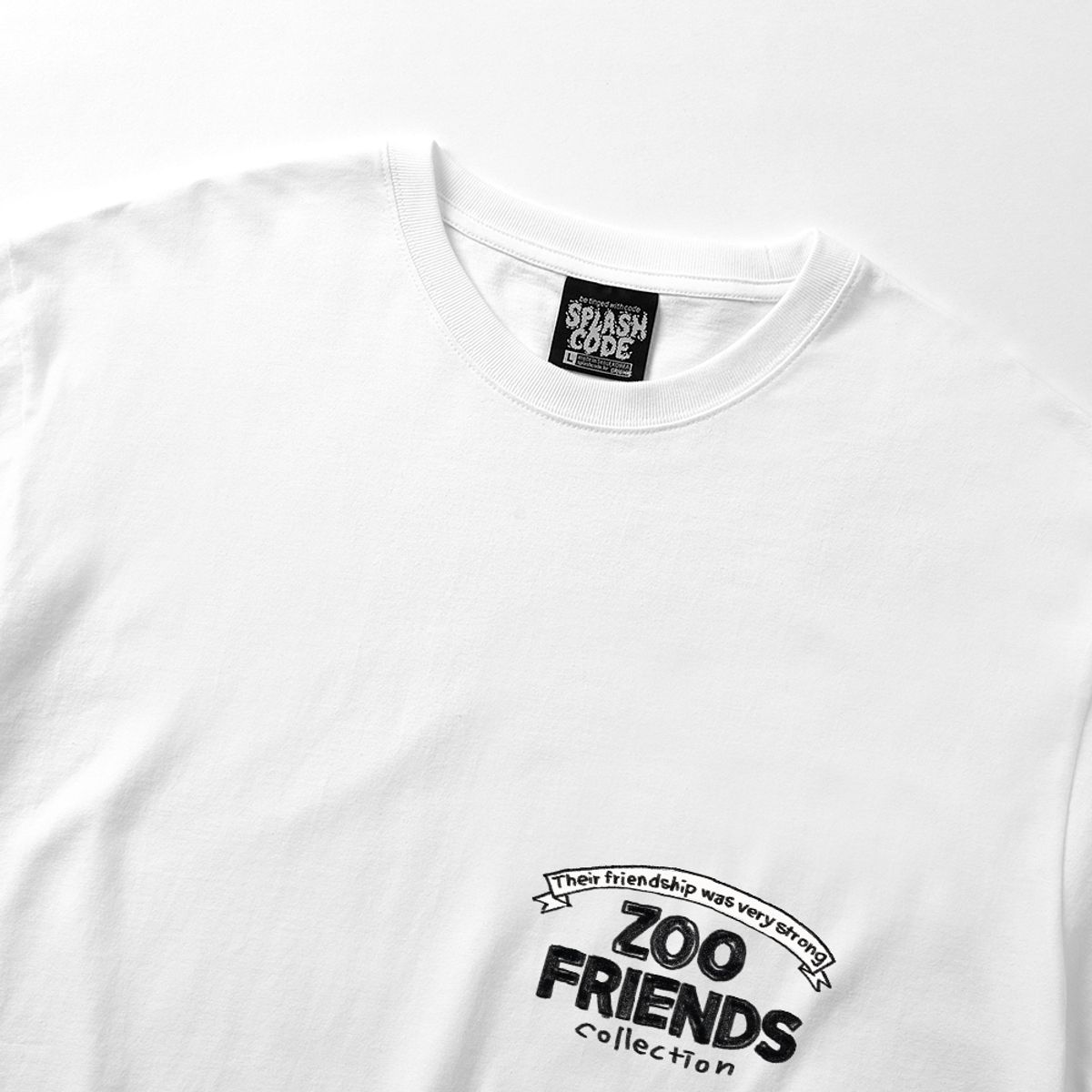 스플래시코드(SPLASHCODE) 롱슬리브 화이트 - 크레용 동물 친구들(Crayon Zoo Friends)